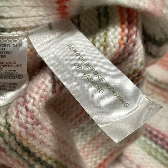 LOFT Lou & Grey Sweater Womens XS/S White Multicolor Stripe Knit Pullover Soft - Picture 5 of 8